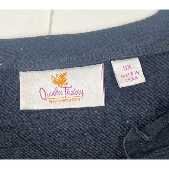 QUACKER FACTORY Cat Lady Bedazzled Rhinestone Classic Sweatshirt Black Size 3X - Picture 3 of 12